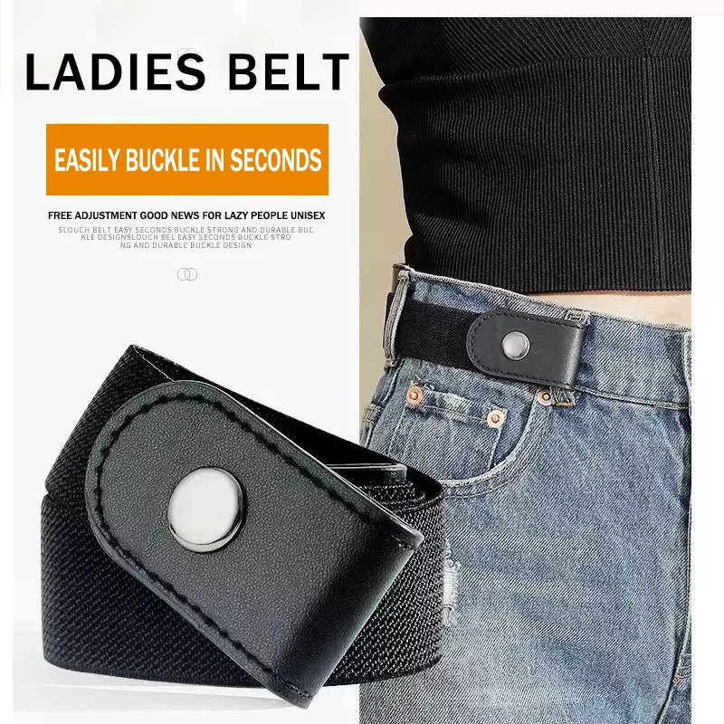 Easy No Buckle Elastic Belt For Women Men Unisex Stretch Belt For Pants Jeans Casual Buckle Free Adjustable Invisible Belt