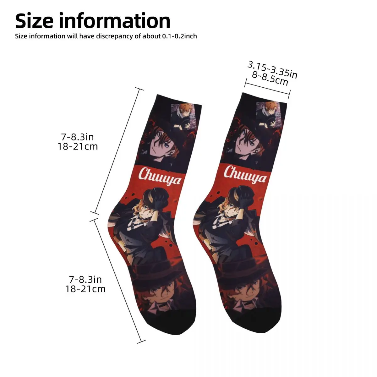 Bungou Stray Dogs Chuuya Nakahara Chaussettes pour hommes et femmes, Chaussettes de loisirs, Convient à toutes les saisons, IQUE Gifts, Beautiful