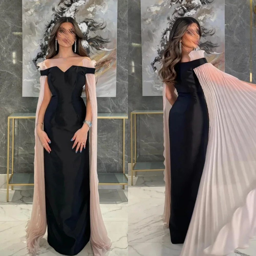 Customized Price AdjustmentSatin Draped Christmas A-line Off-the-shoulder Bespoke Occasion Gown Long Dresses