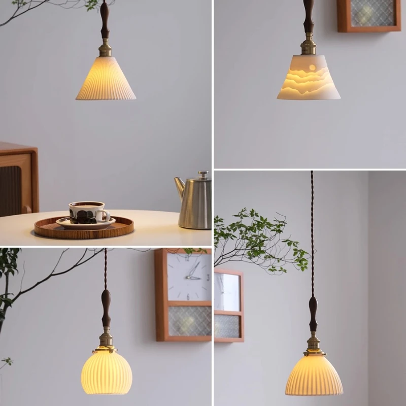 القرون الوسطى السيراميك غرفة نوم السرير قلادة صغيرة أضواء الأمريكية الرجعية دراسة مطعم منصة مشروبات مصمم خمر مصابيح معلقة