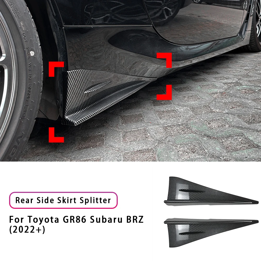 2PCS Car Rear Side Skirt Splitter ABS Side Skirt Rocker Splitters Winglet Wings Canard Diffuser For Toyota GR86 Subaru BRZ 2022+