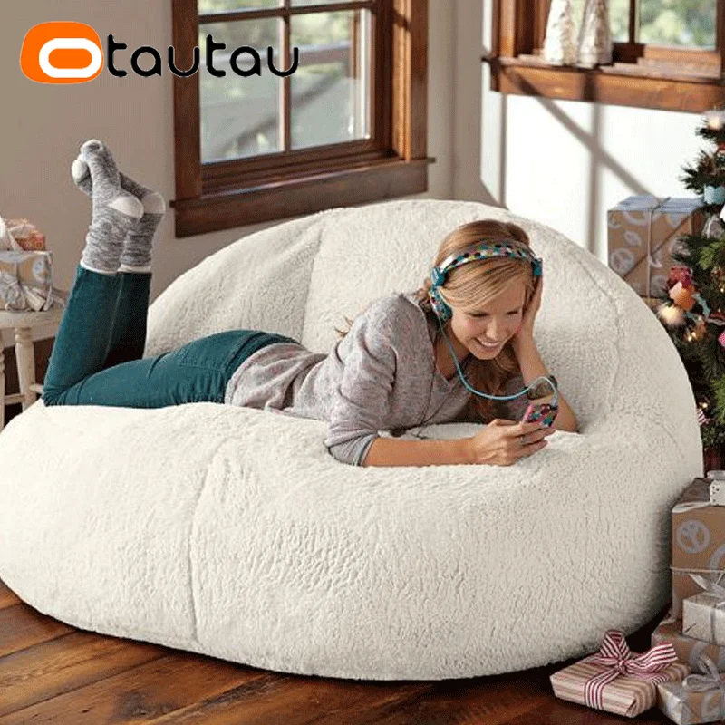 OTAUTAU Bean Bag Sofa Bed Pouf No Filling Stuffed Giant Beanbag Ottoman Relax Lounge Chair Tatami Floor Seat Furniture SF018