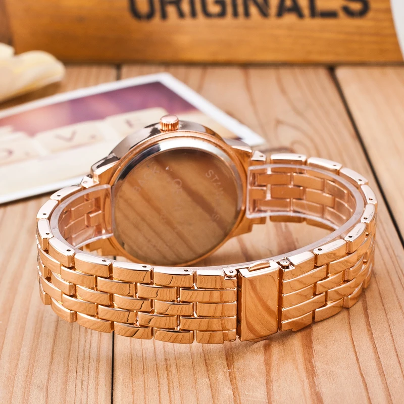 Top New Fashion Women Full Crystal Gold Casual Quartz Watch Men Stainless Steel Watches Relogio Masculino Ladies Clock Hot Sale