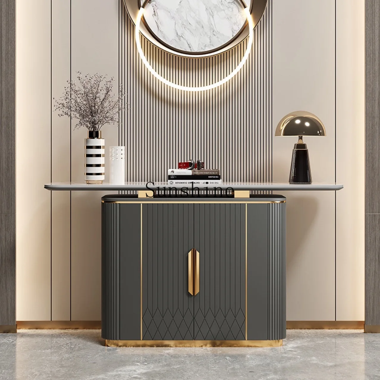 Italian light luxury door cabinet rock slab partition modern simple meal side decoration against the wall