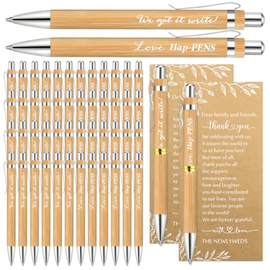 

Наборы свадебных сувениров для гостей: бамбуковые ручки с благодарственными открытками, гостевая книга и ручки для регистрации на столе, подарки для вечеринки в честь невесты.