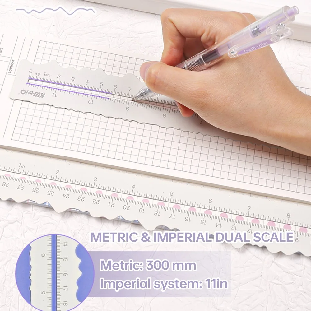 Steel Paper Tearing Ruler Irregular Edges Measuring Irregular Edge Ruler Lightweight Practical Deckle Paper Ruler Engineering