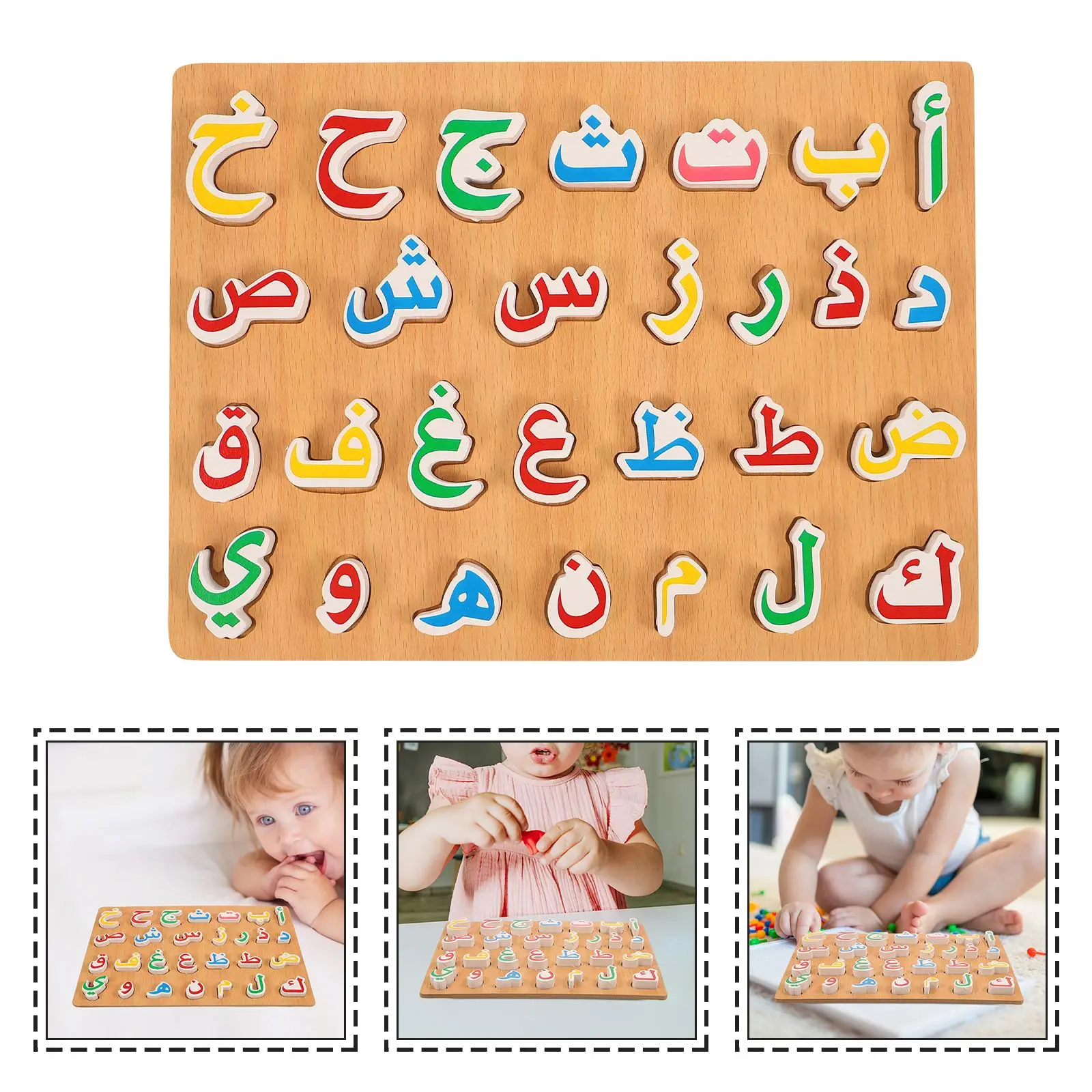 

1 Set Wooden Montessori Toys Arabic Alphabet Puzzle Childrens Preschool Education Arabic Learning Hand Grip Puzzle Game Kids Toy