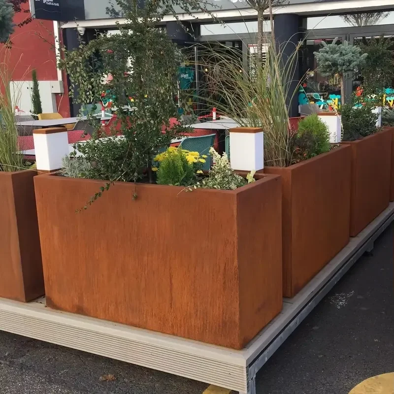 for New Design Modern Minimalist Modular Corten Steel Floor Planter Box Pot for Vegetables Flowers Herbs