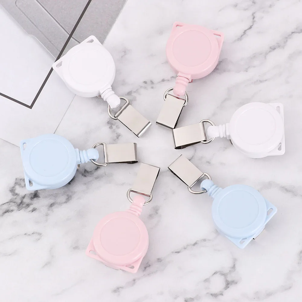 สายคล้อง ID แบบแข็งใช้ดึงอุปกรณ์สำนักงานเป็นม้วนป้ายหดเก็บได้ที่หนีบป้ายขาตั้งสายคล้องมือคลิปเก็บสายตราสัญลักษณ์