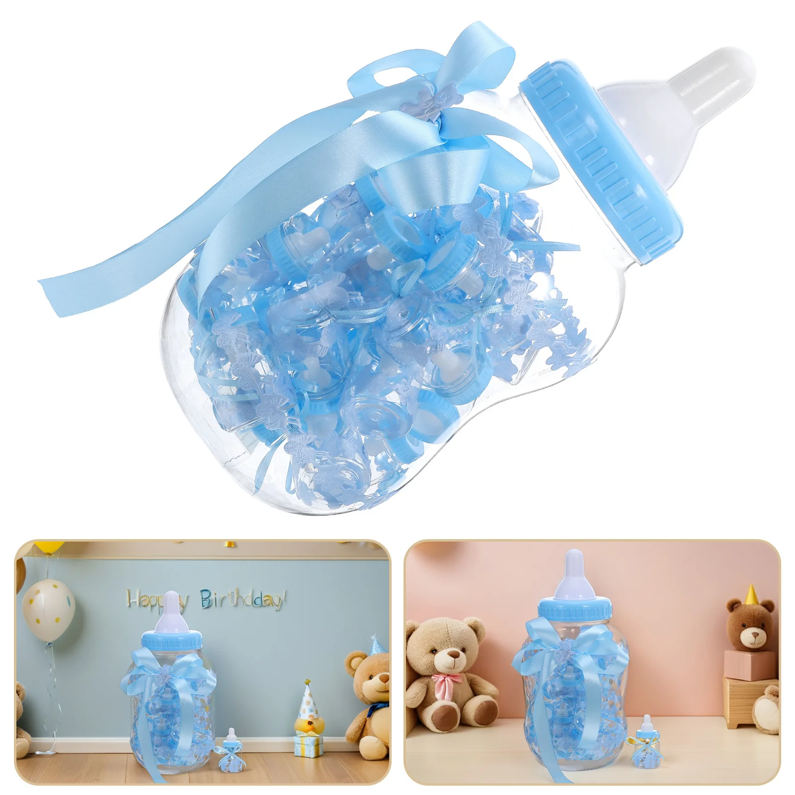 

1Set Transparent Candy Containers Baby Shower Mini Bottles Multipurpose Candy Boxes Money Banks Favor Boxes for Baby Shower