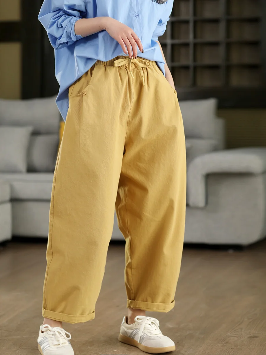 

Slim Fit Harlan Casual Pants Women's Spring Edition 00% Cotton Small Version Artistic Sle Trousers Ladies Faion