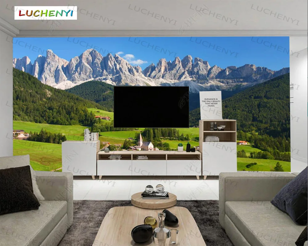 Papel de parede custom 3D nature mural, grassland mountain forest landscape sticker,living room TV wall bedroom wallpaper mural