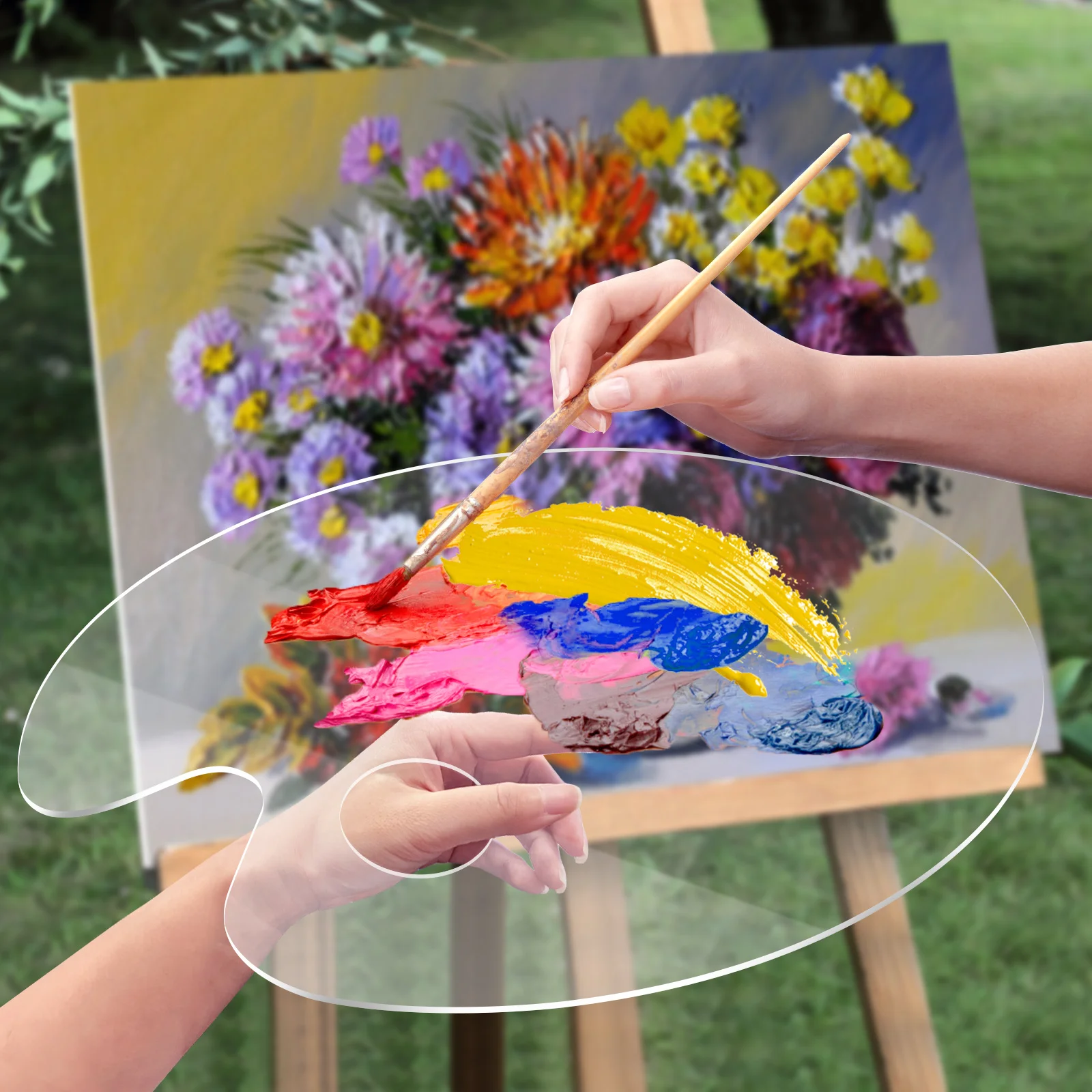

Acrylic Painting Palette Color Mixing Tray Watercolor Paint Oval Shape No Edges Durable Long Lasting Easy Storage