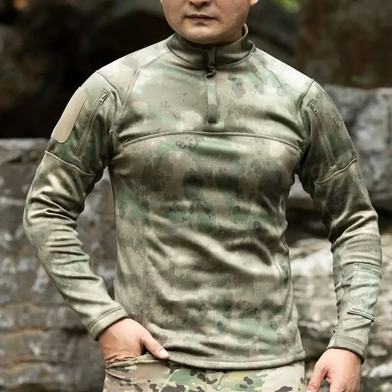 

Спорт на открытом воздухе, теплая флисовая тактическая футболка, боевая форма, мужская одежда плюс Veet, термокамуфляжная тренировочная одежда с длинными рукавами, топы