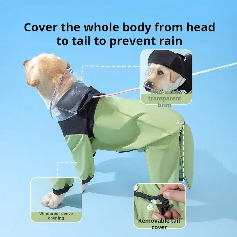 Dog Raincoat 1PC Cat Windproof Water All-Inclusive Hooded Rain Poncho Outdoor Poncho Large Small and Medium Dogs Pet Supplies