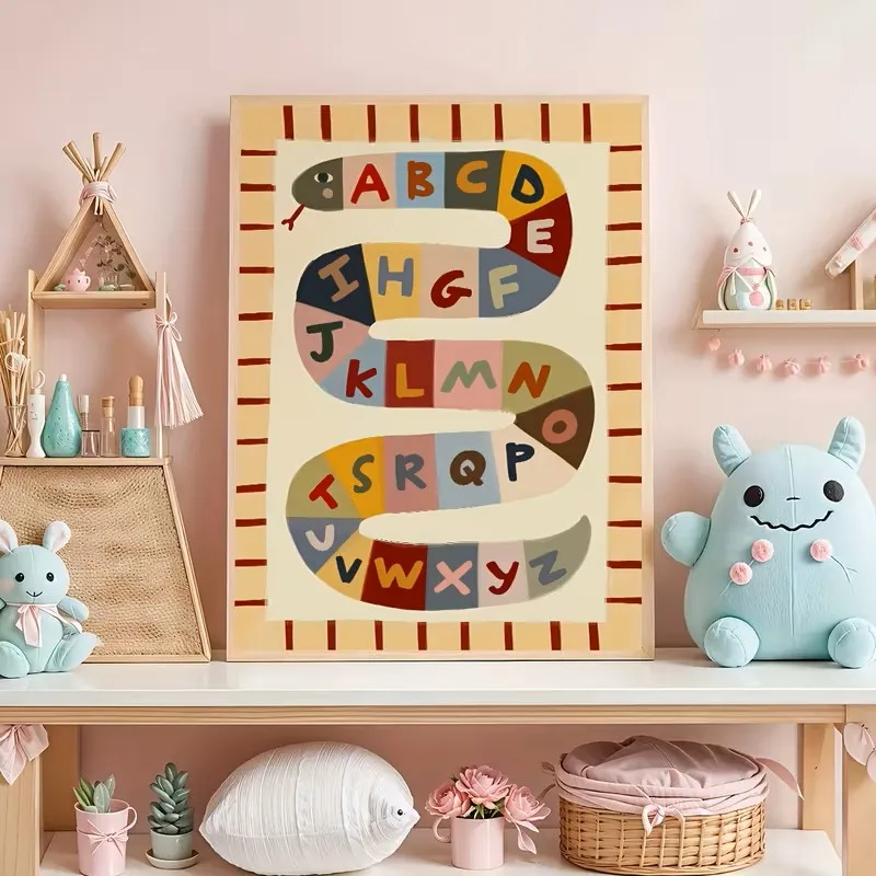 Letter Snake Art Canvas Poster Game Room Color ABC Painting Creative Birthday Gift Living Room Bedroom Corridor Home Decoration