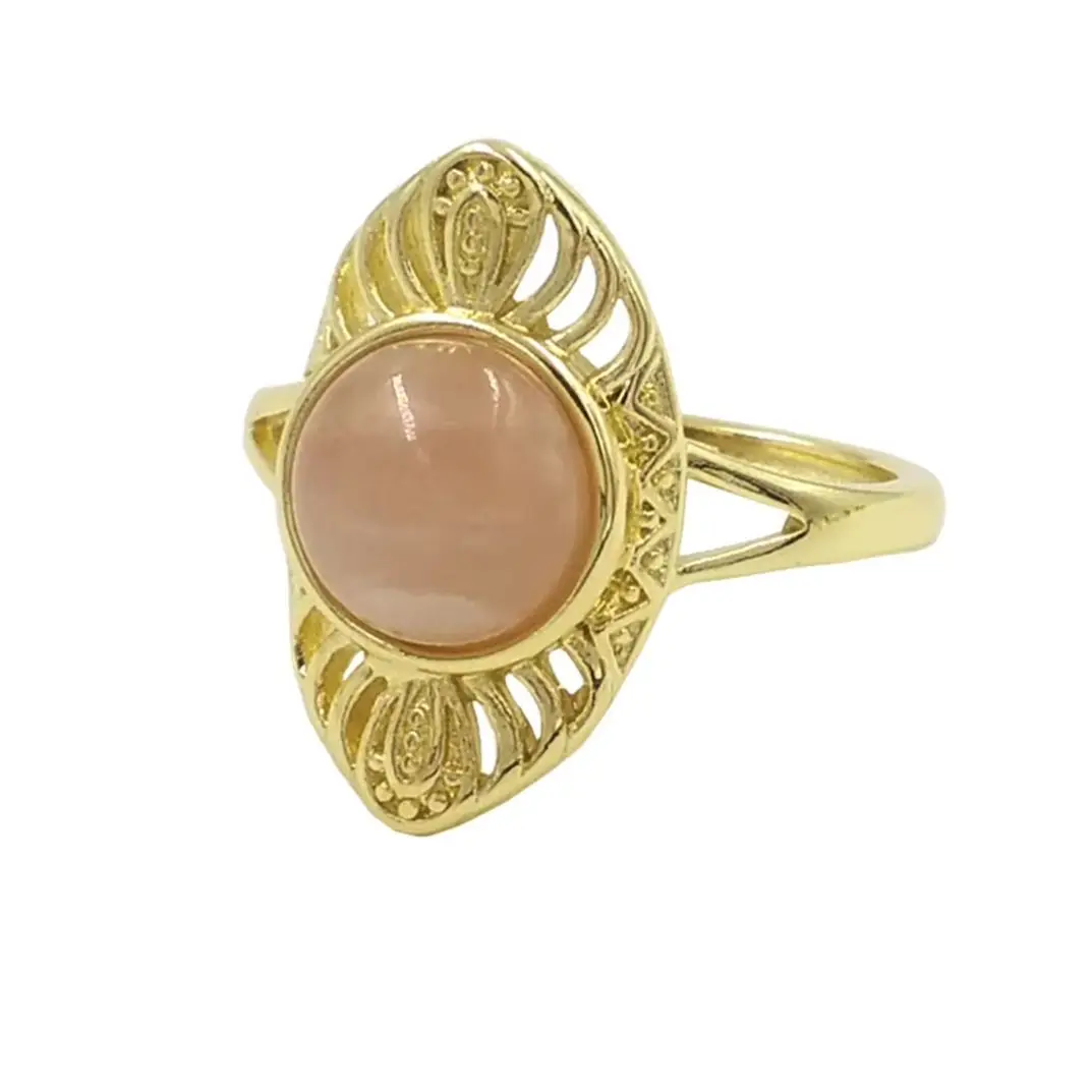 WT-R533 Hot Selling Jewelry Colorful Gemstone Amethyst Turquoise Round Stone With 18k Gold Plating Hollow Design Women Ring