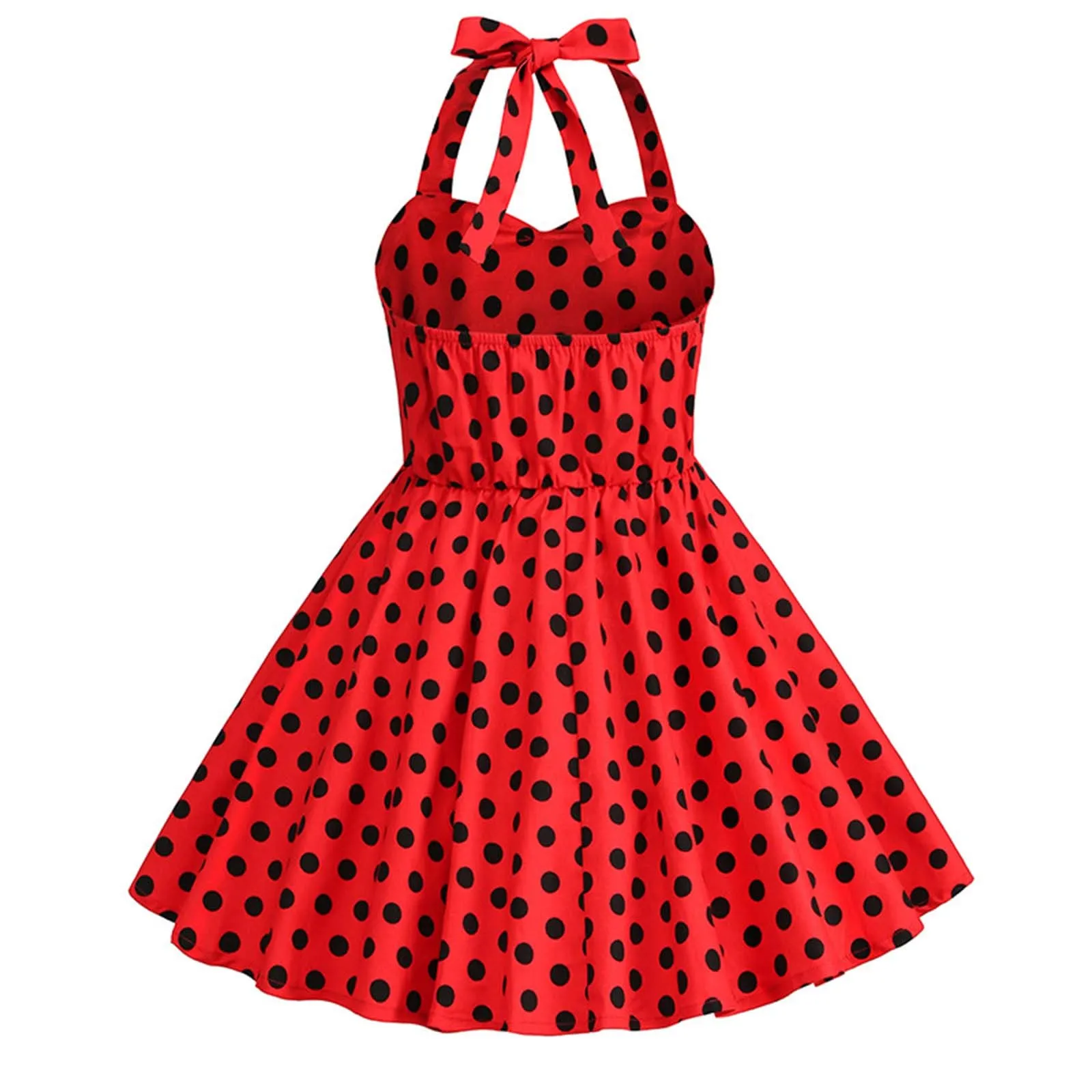 3-8Y Kids Girls\' Polka Dot Halterneck Vintage Summer Dress Sleeveless Elegant Ballet Girls Party Dress Children\'s Girls Dresses