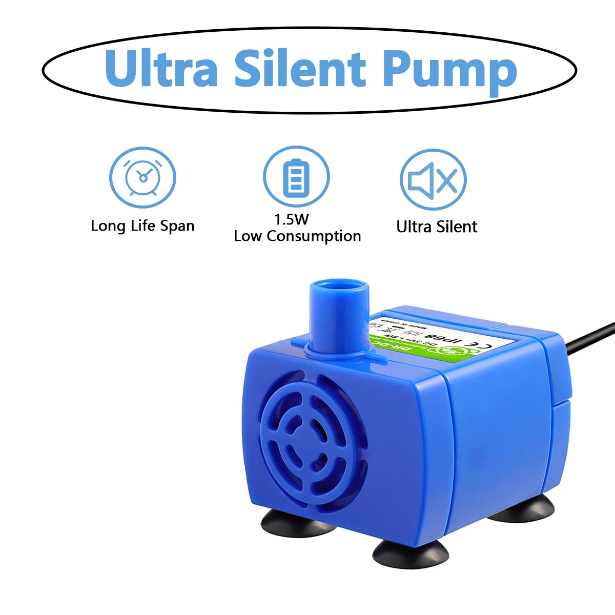 USB Wasserpumpe LED Licht Haustier Katze Wasser Brunnen Motor Ersatz für Katze Blumen Trinknapf Spender Haustier Zubehör – Detail 4