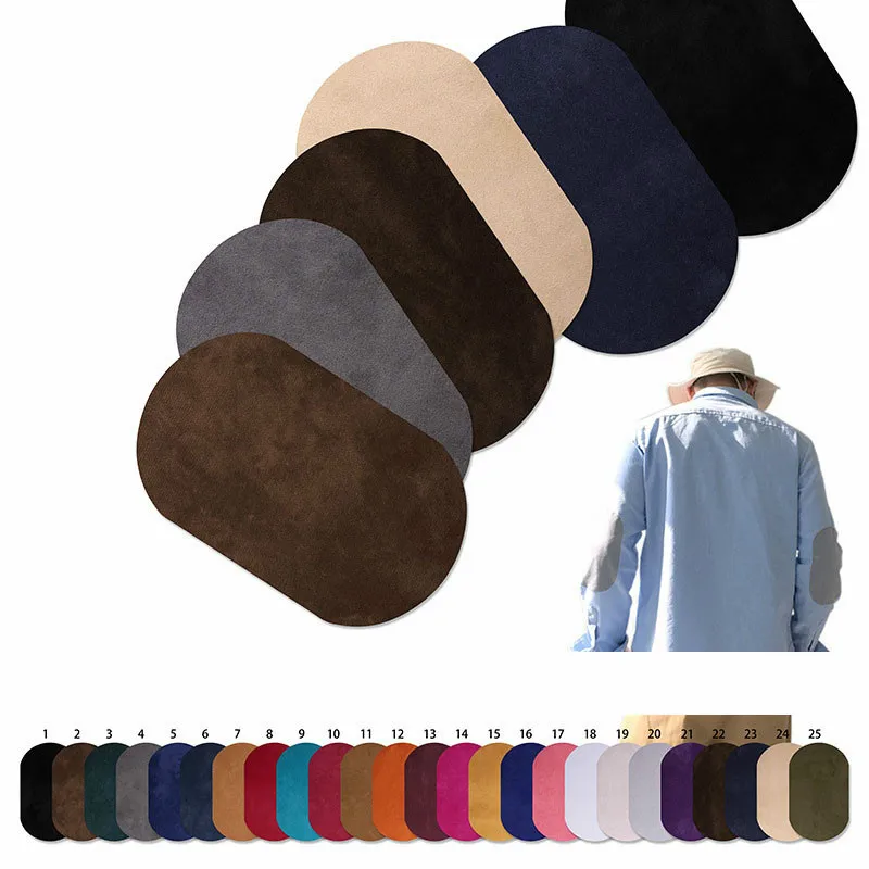 Oval Shape Micro Suede Fabric Elbow Knee Repair Iron On Patch Flocking Material Clothes Leather Accessories Appliques Sticker