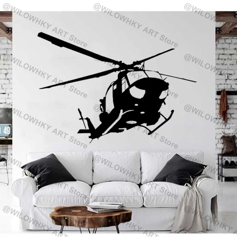 Civilian Rescue Helicopter Vinyl Wall Sticker Bell 412 Helicopter Silhouette Room Bedroom Car Waterproof Glass Decorative Decal