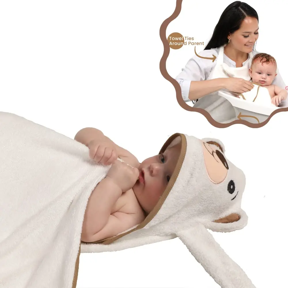 

Extra Large Hooded Baby Towel: Organic Rayon Bamboo, Hands-Free, Unisex Newborn Gift