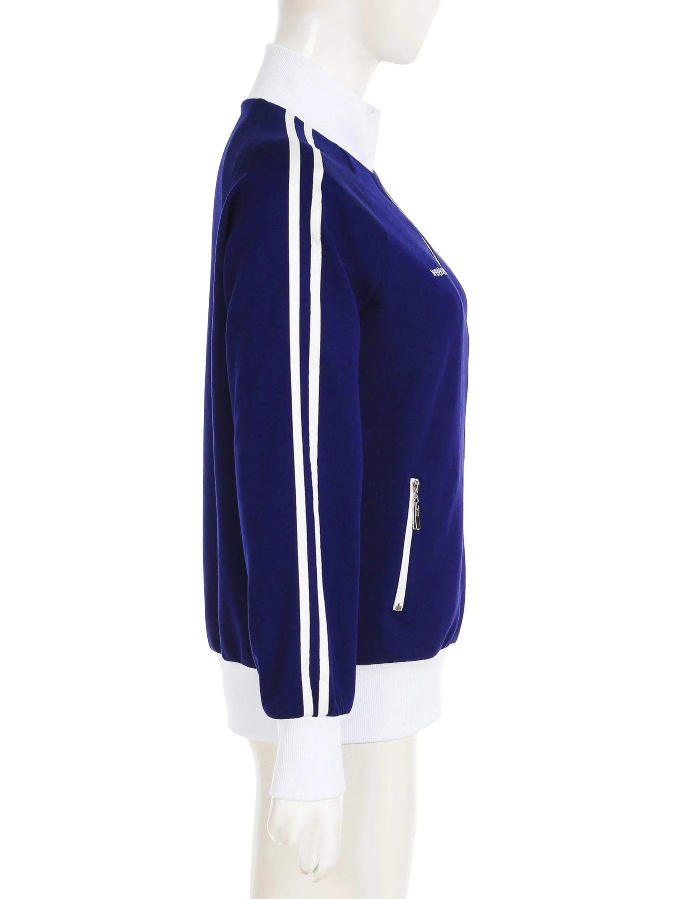 Rockmore Blue Stripe Casual Sporty Coats Women Chic Fashion Turn-down Collar Long Sleeve Zipper Top Vintage Y2K Clothes Harajuku