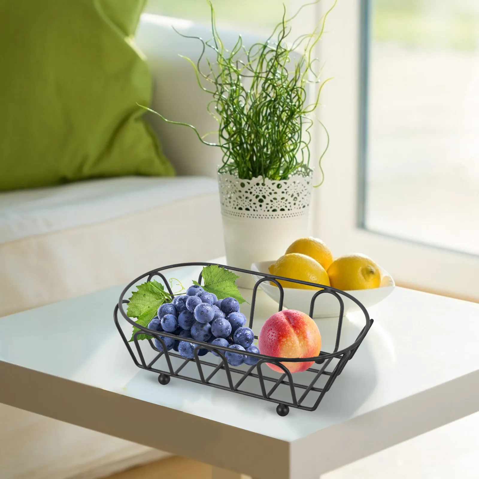 Cesta Pequeña de Acero Inoxidable para Aperitivos, Diseño Creativo Hueco, Cesta para Guardar Frutas, Pan y Postres, Cesta para Servir Alimentos en el Hogar y la Cocina