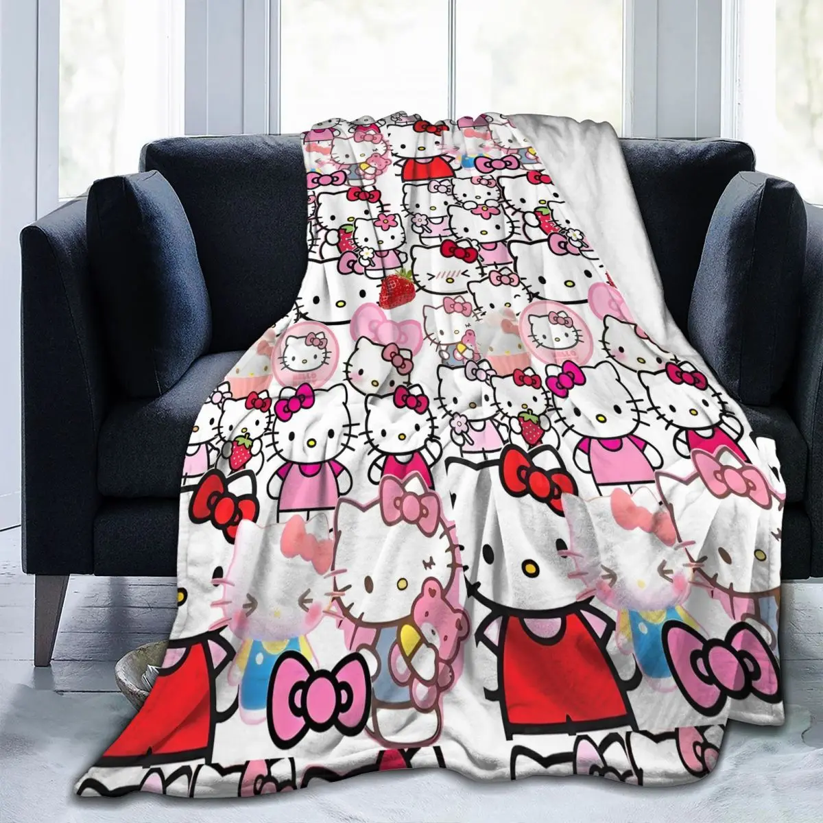 Hello Kitty Super Warm Blanket Girls Boys Travel Throw Blanket Flannel Bedspread For BedroomPrint Sofa Bed Cover