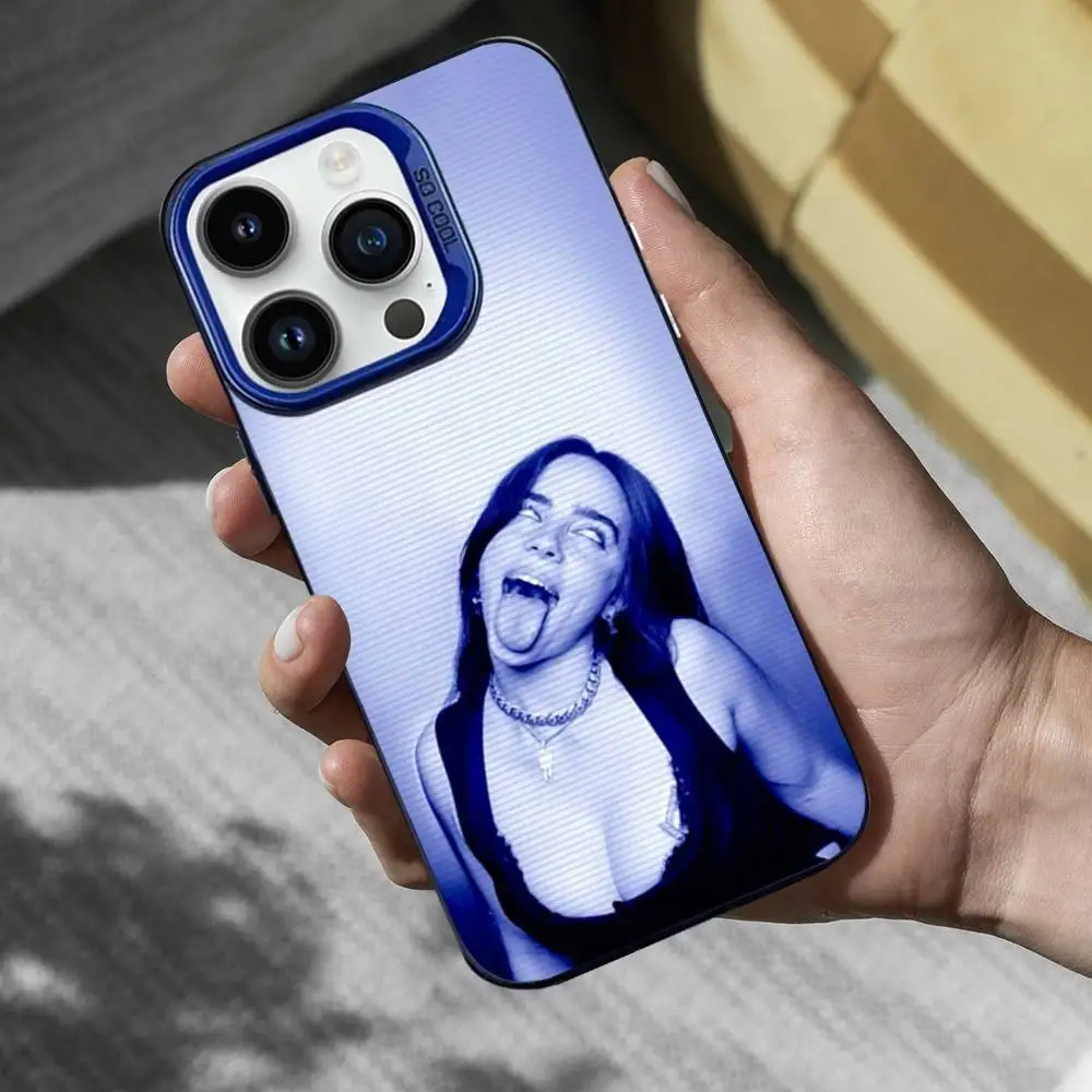 Capa de telefone LUNCH B-BILLIES SINGER para iPhone 16,15,14,13,12,11, Mini, Pro, SE, MAX Capa de silicone azul fosco