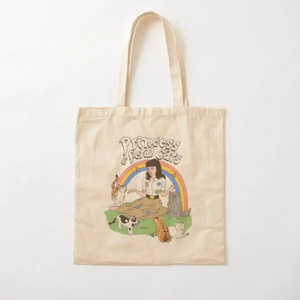 

Хлопковая холщовая сумка Princess Of Feral Cats, женская сумка через плечо, дизайнерская сумка унисекс, многоразовая повседневная дорожная женская продуктовая сумка