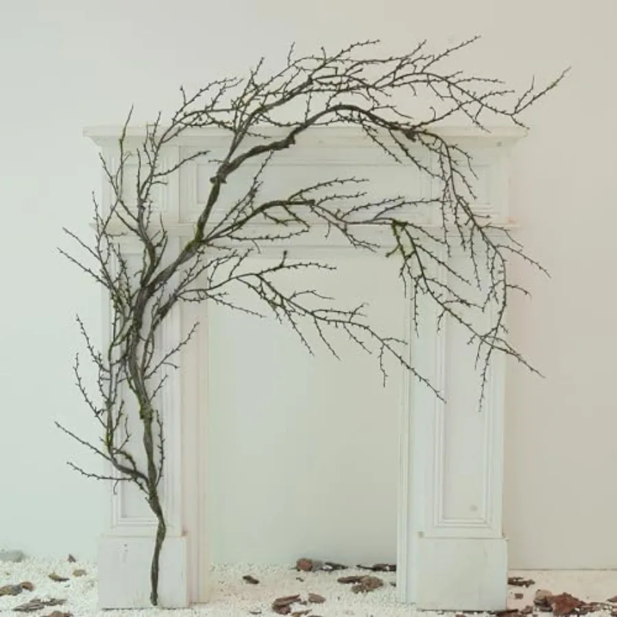 

90cm/74.8inch Artificial Creepy Flexible Tree Branches Faux Grape Vines Garland Twigs with Moss Wood Craft for Halloween Door W