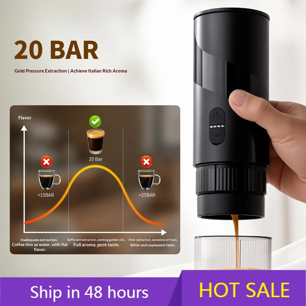 

POWER LEAPPortable Semi-Automatic Espresso Coffee Machine Set USB/Electric Extraction Small Outdoor Camping Of