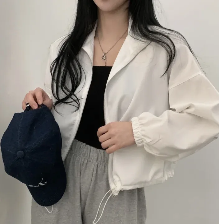 Women Vintage Baseball Spring Outerwear Female Casual Loose All-match Bomber Zip Jacket Lady Fashion Zipper Short Jacket
