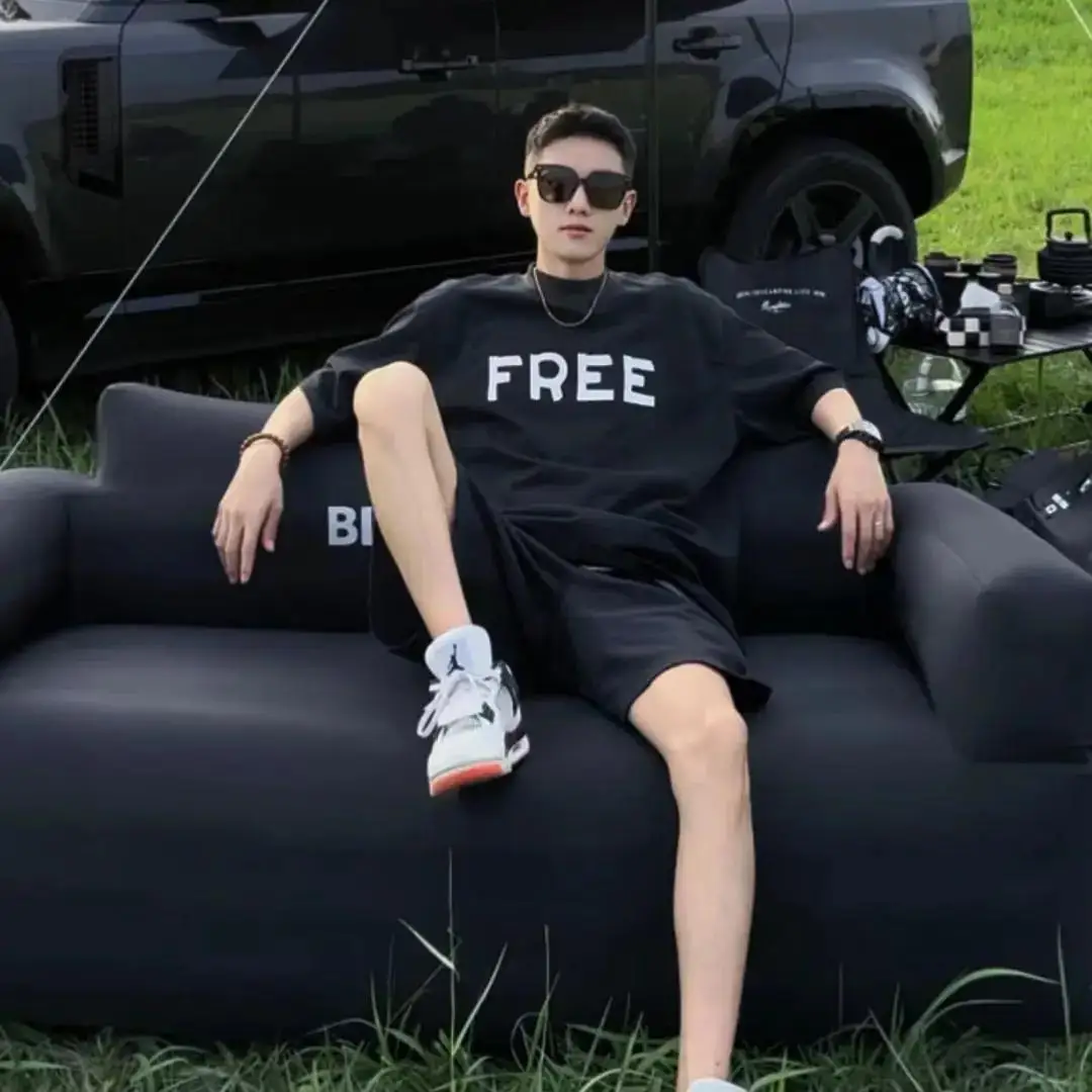 

Летняя футболка унисекс 2024 в американском стиле, с принтом, свободного кроя, с рукавом до плеча, укороченная, с коротким рукавом, полурукав, плотная ткань