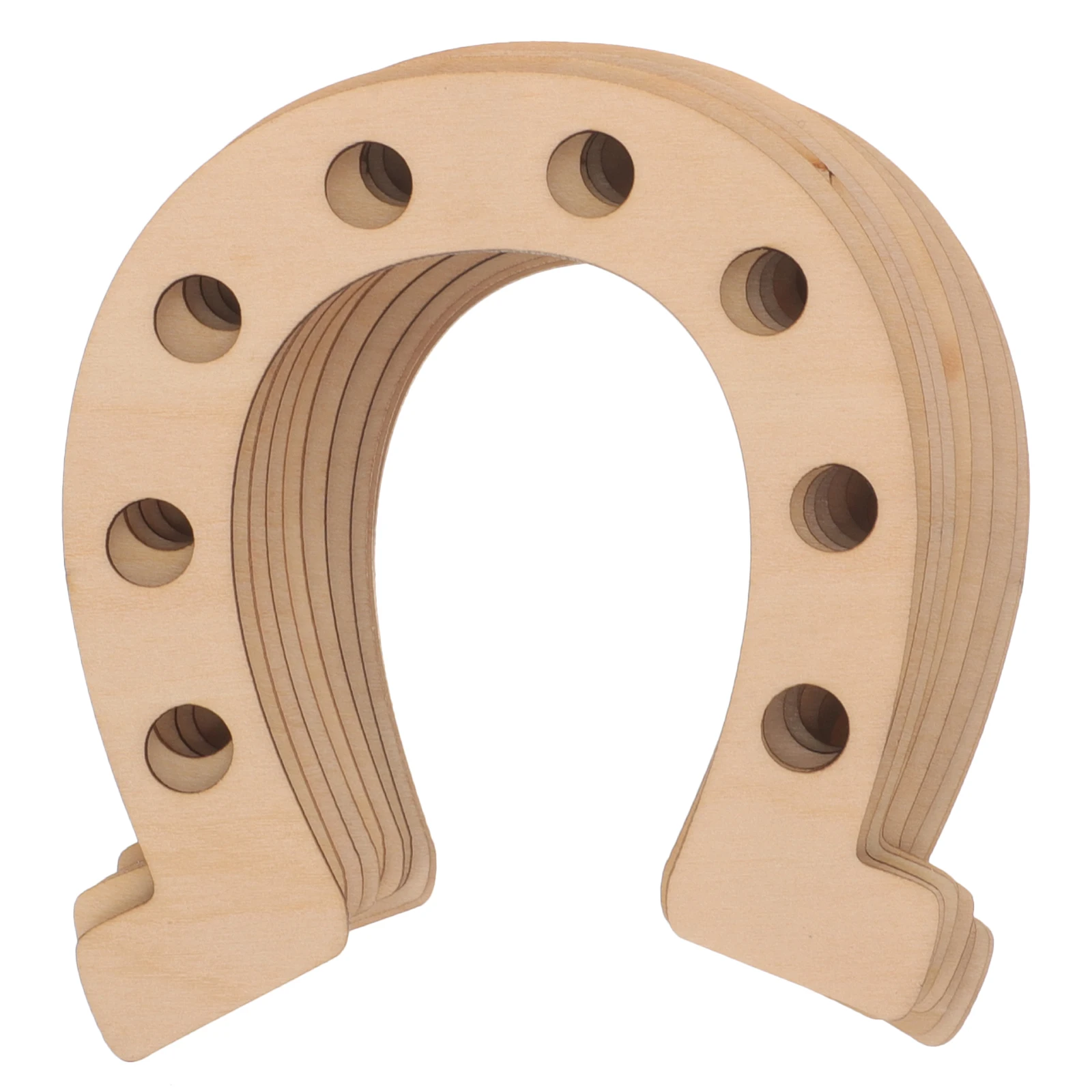 

10pcs Wood Slice Pendant DIY Horseshoe Shaped Decor Hollow Natural Blank Ornaments for Painting Craft Unfinished Cutouts Sewing