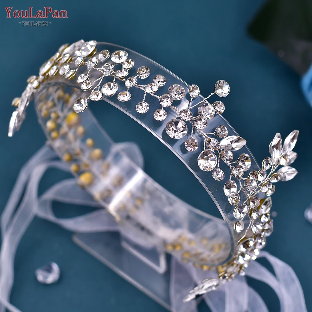 TOPQUEEN-Headband do casamento para mulheres, strass tiaras, Headpiece nupcial, acessórios do cabelo para o partido, jóia cabeça da noiva, HP259