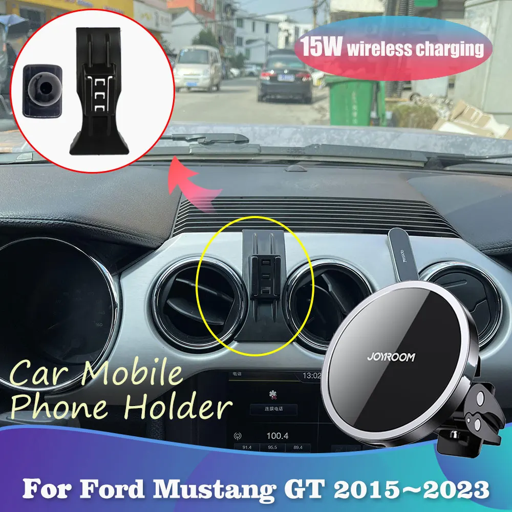 Phone Holder for Ford Mustang S550 GT Coupe GT350 2015~2023 Air Vent Clip Magnetic Support Wireless Charging Accessories iPhone