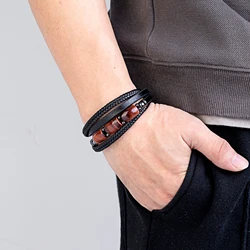 New In Natural Stone Beads Bracelets High Quality Tiger Eye Handmade Leather Male Bangles Fashion Jewelry Friendship Gifts