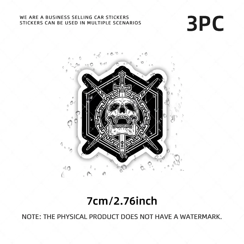 3 TEILE/SATZ Trendiges Totenkopf-Emblem-Aufkleber-Set – auffälliges Design mit Schwertern für die individuelle Gestaltung mehreren Szenarien