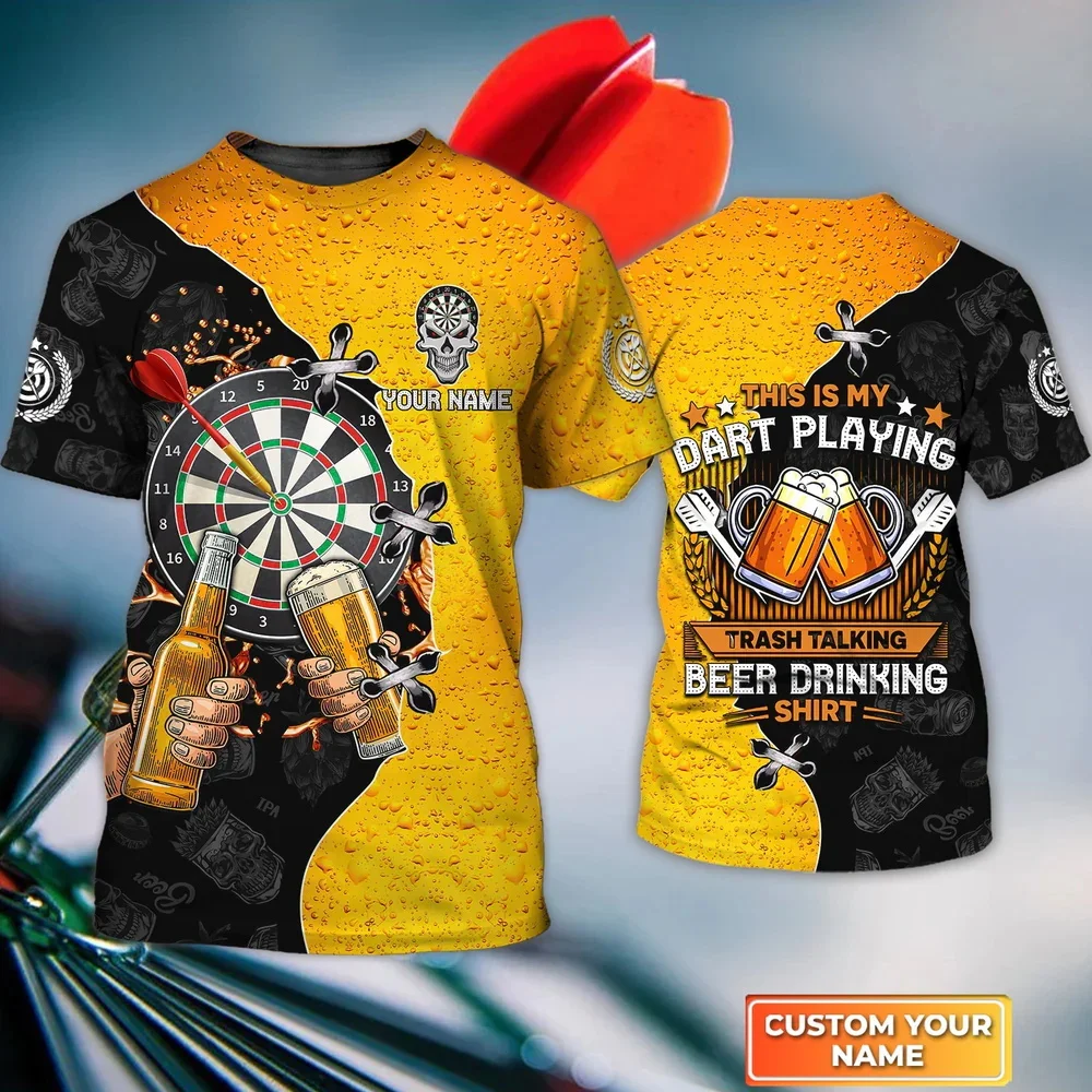 Summer Mens t shirt Darts And Beer Pesonalized Name 3D Printed Unisex Tshirt gift For Darts Player Harajuku Casual T-Shirt DT190