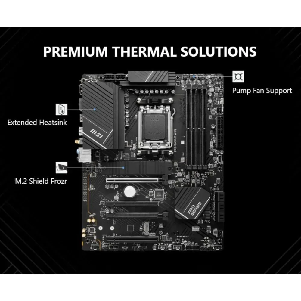 اللوحة الأم MSI PRO B650-P WiFi مع معالج سطح المكتب AMD Ryzen 7 7700X 6-Core