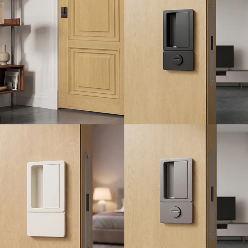 Modern Minimalist Recessed Interior Door Lock Magnetic Ultra Silent Slim Flush Mount For Bedroom Wood Door Without Handle 280