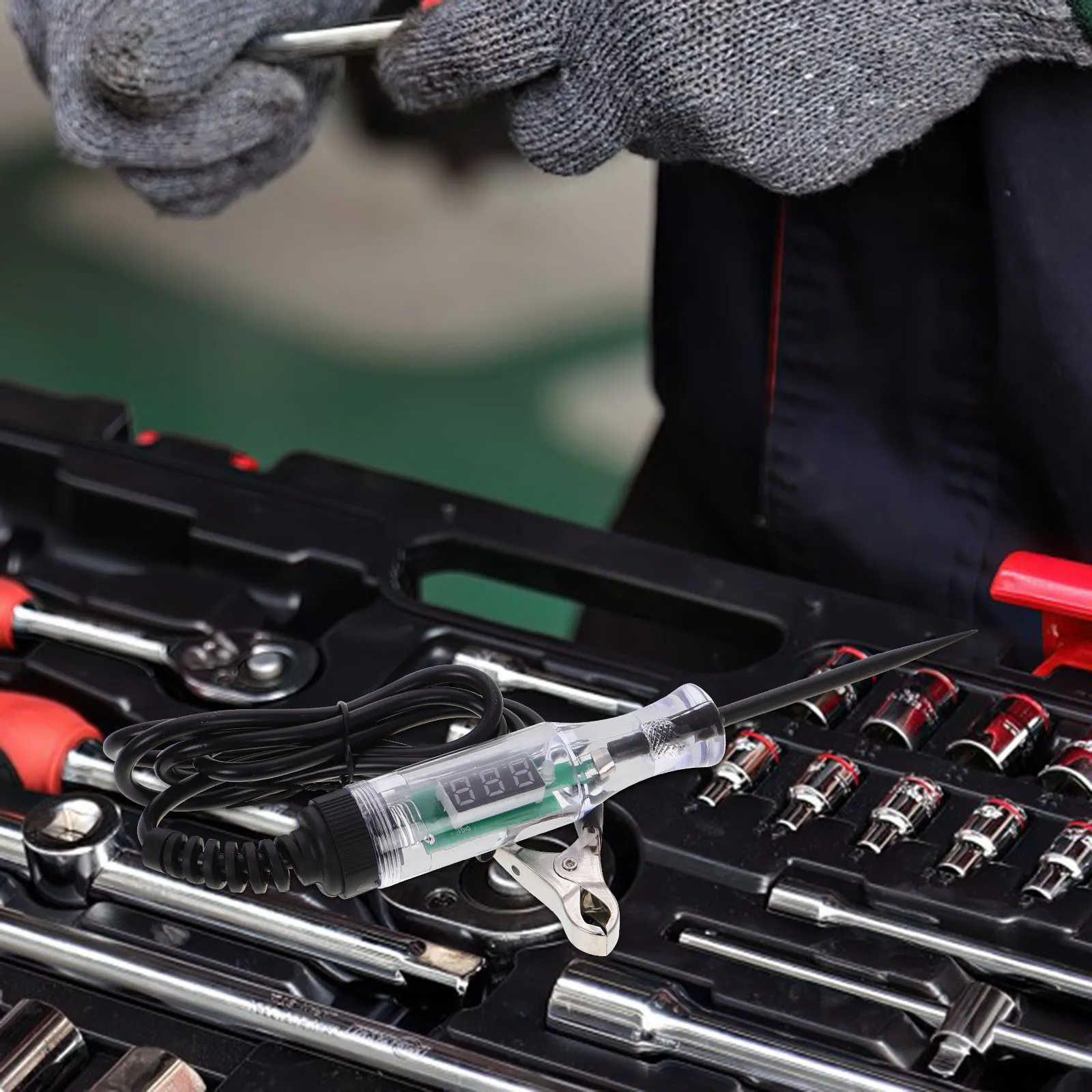 Automotive Circuit Tester 6-24V Digital LED Voltage Pen Metal Probe Electric Tester Continuity Power Circuits Car Truck Trailer