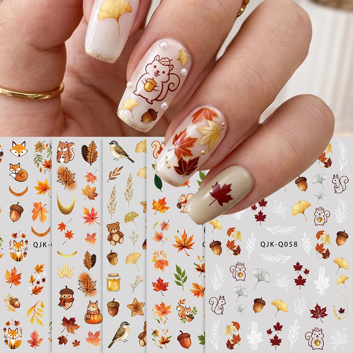 5개입 가을 단풍나무 동물 3D 네일 아트 스티커 다람 - Nail Art Gothic 리뷰 및 가격