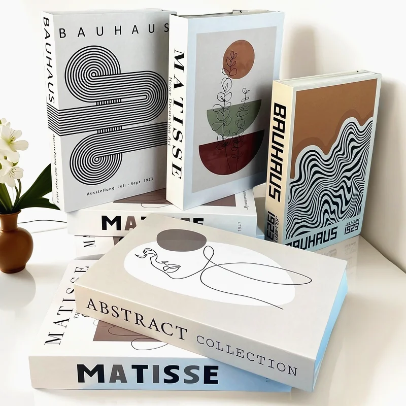 

Abstract Open Fake Book Storage Box Luxury Decorative Books Bauhaus Matisse Boho Monet Designer Coffee Table Bedroom Home Decor
