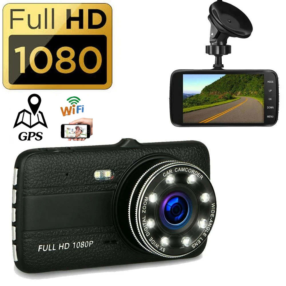 

Автомобильный видеорегистратор WiFi GPS Full HD 1080P, видеорегистратор с камерой заднего вида, Автомобильный видеорегистратор с ночным видением, автомобильные аксессуары