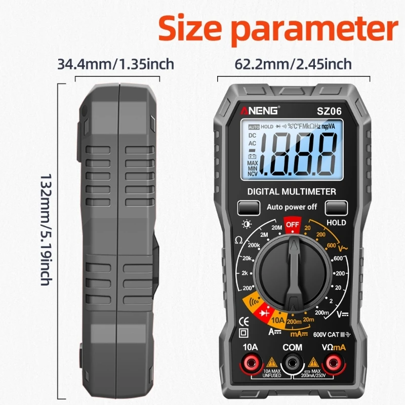 Ammeter Ohm Tester Meter Diode Meter with Data Hold AutoOff Function Dropship