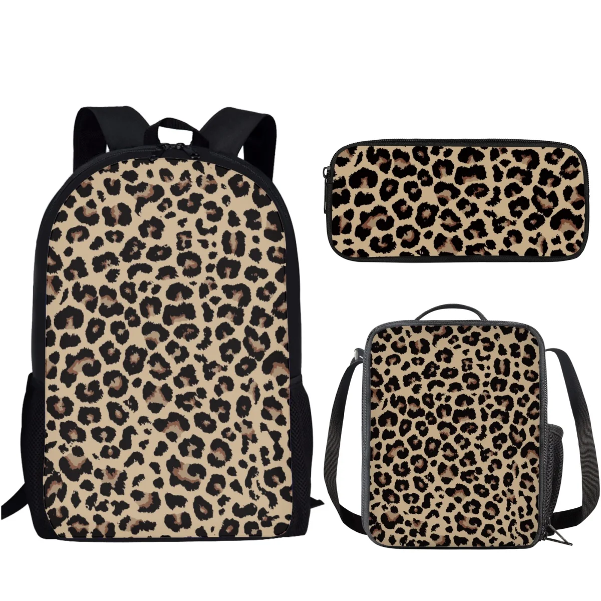 

Leopard Printing Kids School Bags Backpacks with Lunch Box for Boys Girls School Backpack Birthday Gift Student Bookbag Mochila