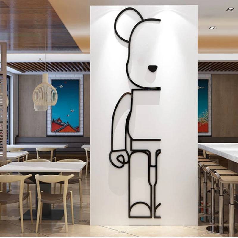 

Bearbrick Wall Sticker Acrylic Cartoon Mirror Wall Decals Bear Block DIY WallPaper Bedroom Living Room Home Wall Decor